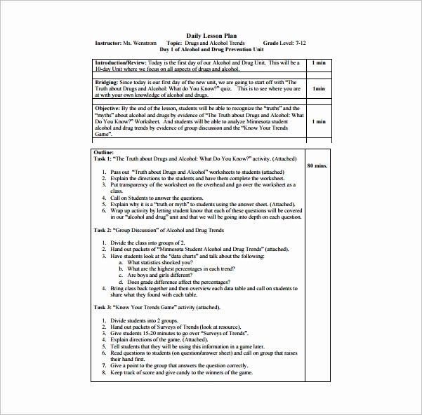 Free Daily Lesson Plan Template New Daily Lesson Plan Template 14 Free Pdf Word format