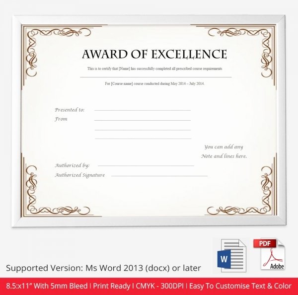 Free Download Award Certificate Templates New 52 Free Printable Certificate Template Examples In Pdf