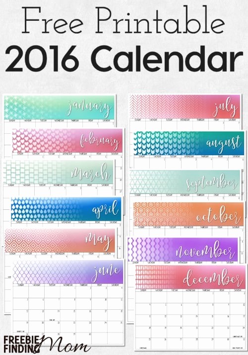 Free Downloadable 2016 Calendar Template Beautiful 2016 Free Printable Calendar Download