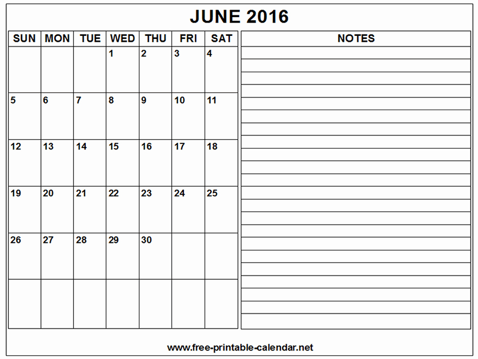 Free Downloadable 2016 Calendar Template Beautiful 2016 Free Printable Calendar with Notes