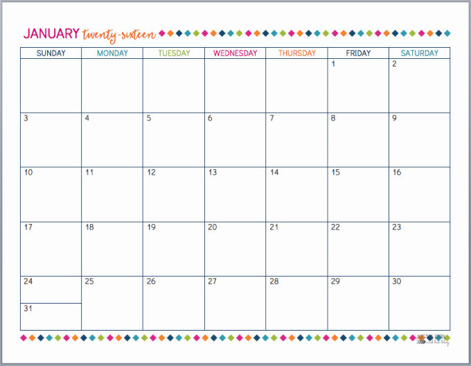 Free Downloadable 2016 Calendar Template Best Of Printable 2016 Calendar by Month Free