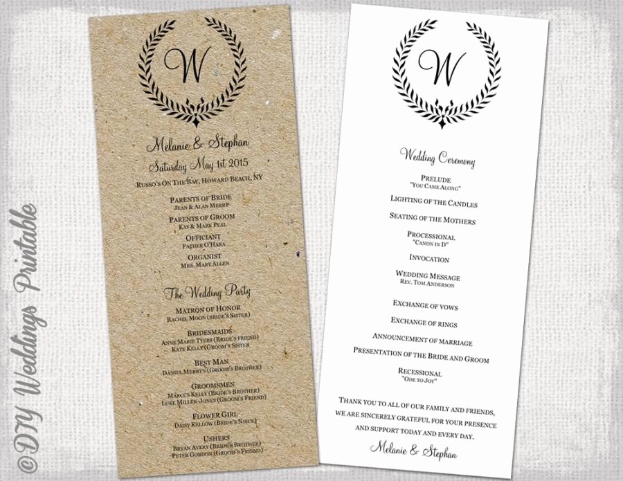 Free Downloadable Wedding Programs Templates Inspirational Wedding Program Template Rustic Black &quot;leaf Garland