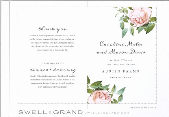 Free Downloadable Wedding Programs Templates New Wedding Program Templates – 15 Free Word Pdf Psd