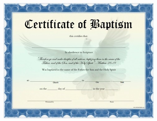 Free Editable Baptism Certificate Template Fresh Certificate Of Baptism Free Printable Allfreeprintable
