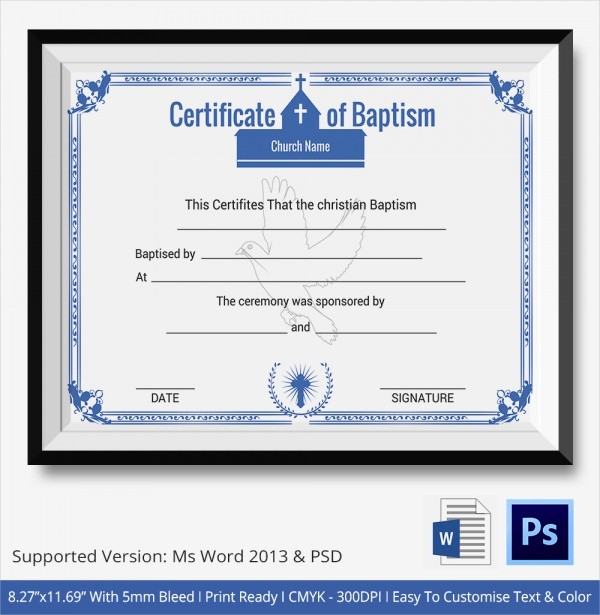 Free Editable Baptism Certificate Template Lovely 20 Baptism Certificates