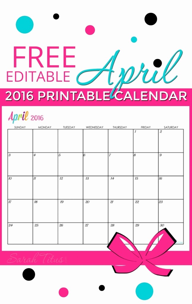 Free Editable Calendar for Teachers Unique Free Editable April 2016 Calendar for Teachers