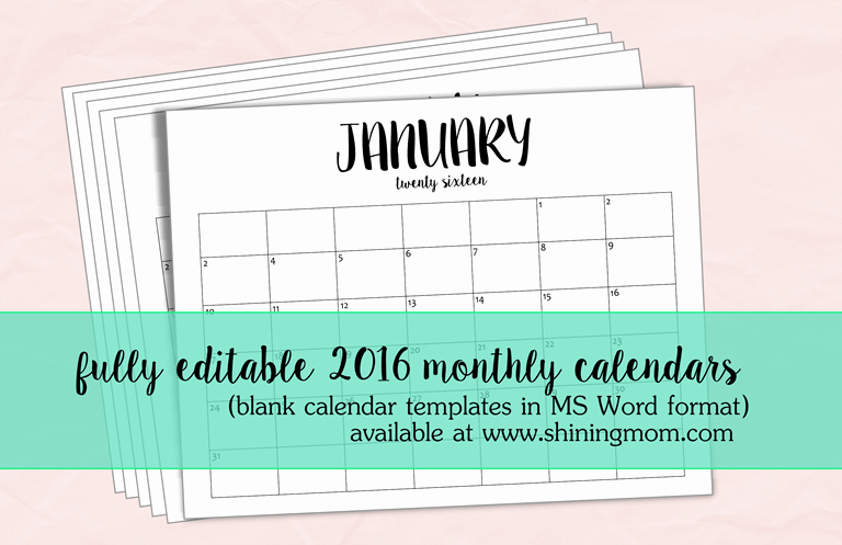 Free Editable Calendar Template 2015 Beautiful Just In Fully Editable 2016 Calendar Templates In Ms Word