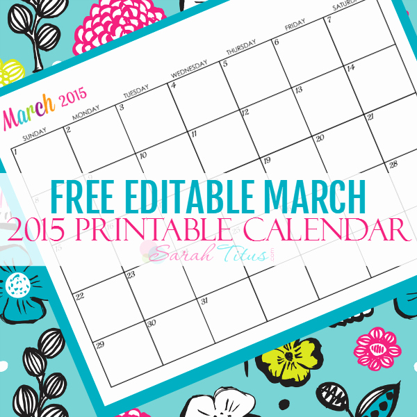 free blank online calendar march 2015