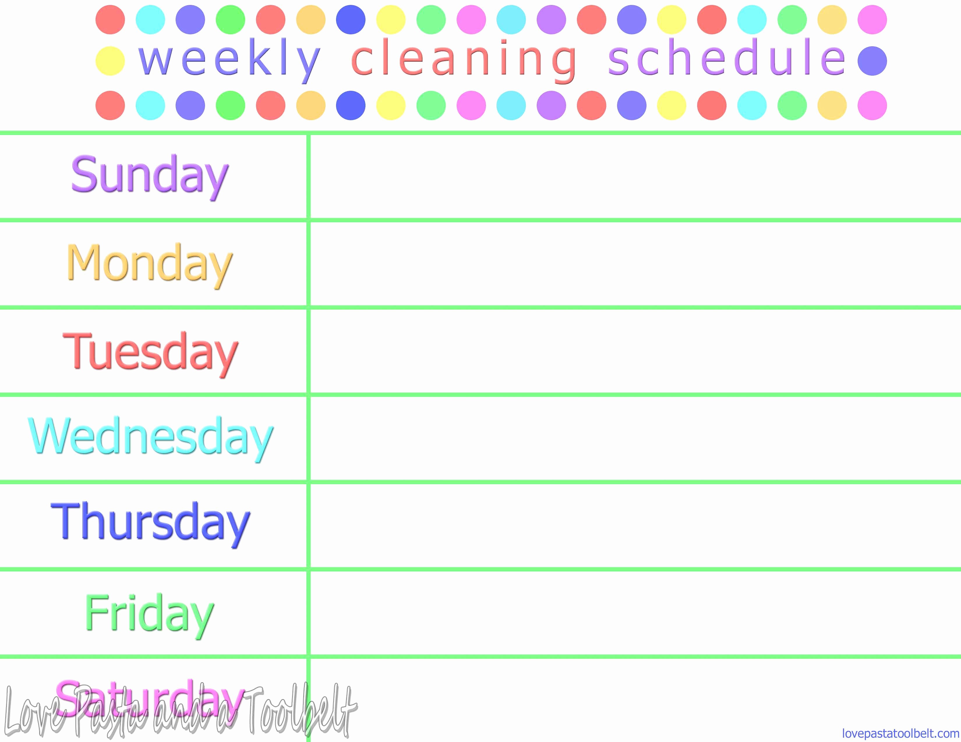 Free Editable Cleaning Schedule Template Best Of Weekly Cleaning Schedule Printable