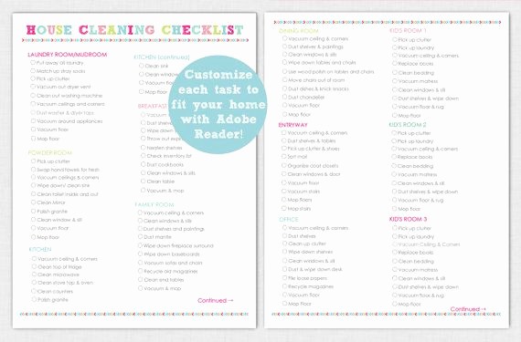 Free Editable Cleaning Schedule Template New Editable House Cleaning Checklist Printable Instant
