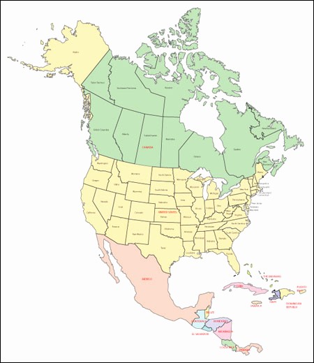 Free Editable Map Of Us New north America Map Editable Vector Illustrator Wmf and Pdf