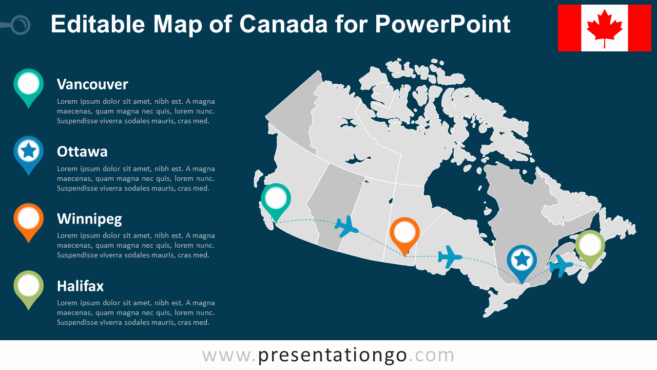 Free Editable Maps Of Usa Unique Canada Editable Powerpoint Map Presentationgo