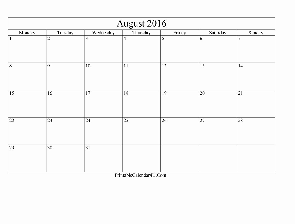 Free Editable Printable Calendar 2017 Awesome Blank Editable August 2016 Calendar Printable Calendar