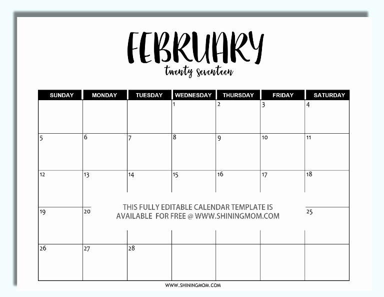Free Editable Printable Calendar 2017 Elegant Free Printable Fully Editable 2017 Calendar Templates In