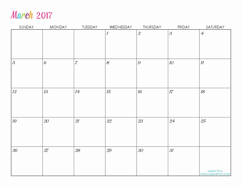 Free Editable Printable Calendar 2017 Inspirational Custom Editable Free Printable 2017 Calendars Sarah Titus