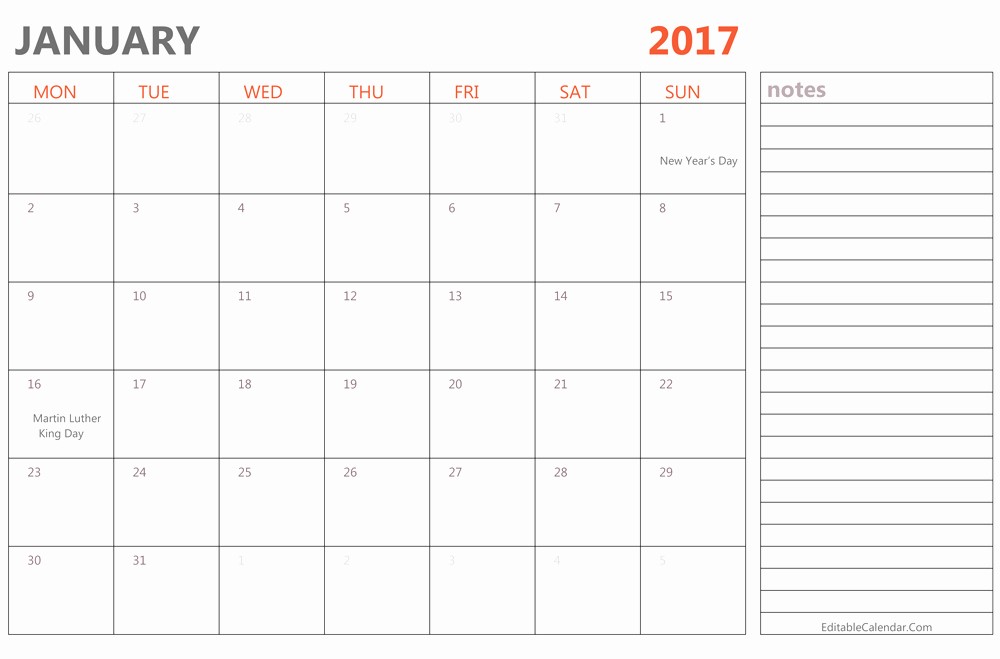 Free Editable Printable Calendar 2017 Lovely Editable January 2017 Calendar Template Ms Word