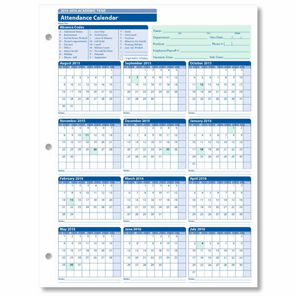 Free Employee attendance Calendar 2016 Best Of Employee attendance Calendar 2016 Free