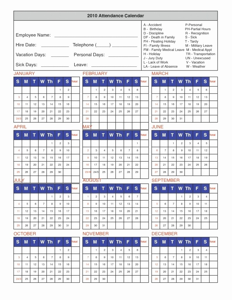 Free Employee attendance Calendar 2016 Luxury Free Printable Employee attendance Calendar Template 2016