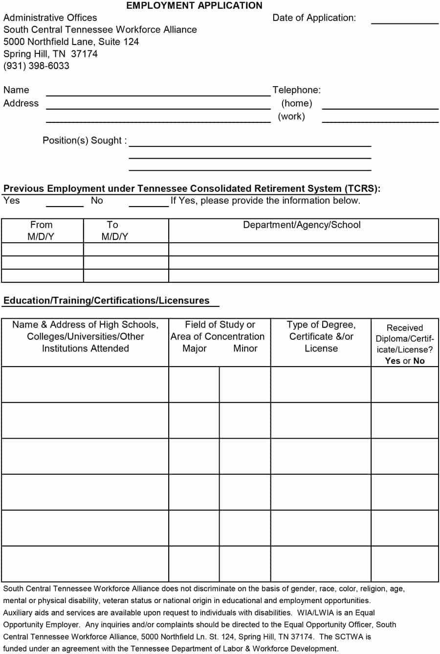 Free Employment Application form Download Best Of 50 Free Employment Job Application form Templates