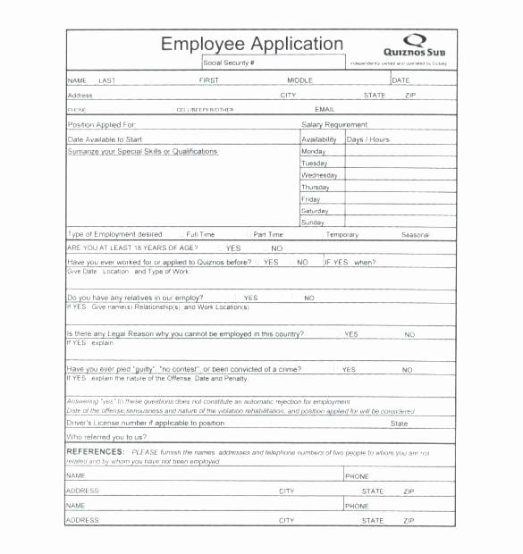 Free Employment Application form Download Fresh Work Application Template Free Download Sample Job