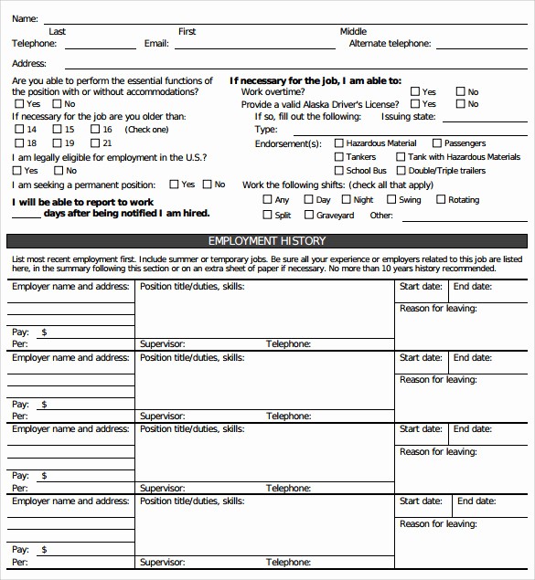 Free Employment Application form Download New 9 Employment Application form Download for Free