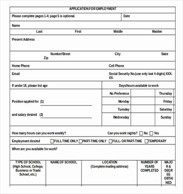 Free Employment Application form Download Unique 21 Employment Application Templates Pdf Doc