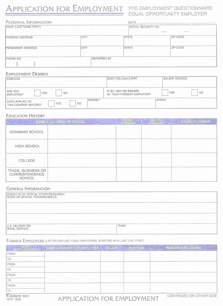 Free Employment Application form Download Unique Job Application form Download A Free Employment Template