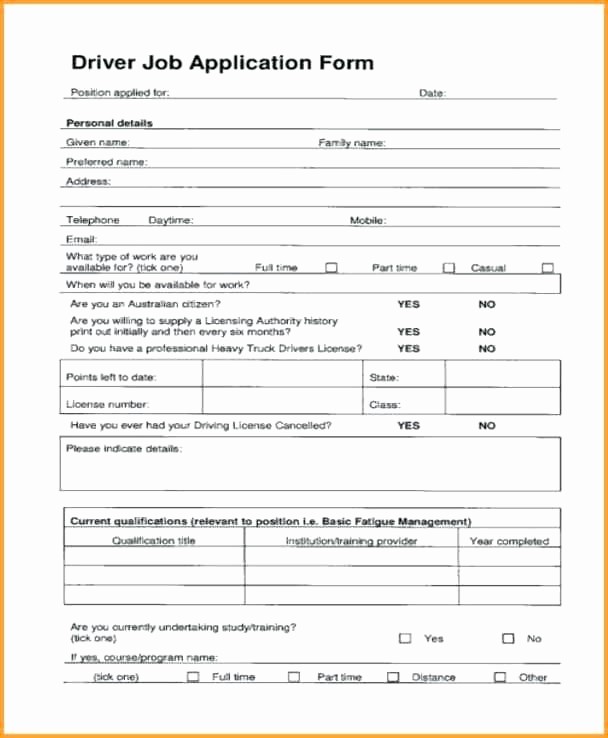 Free Employment Application form Download Unique Truck Driver Employment Application form Template 5 Job