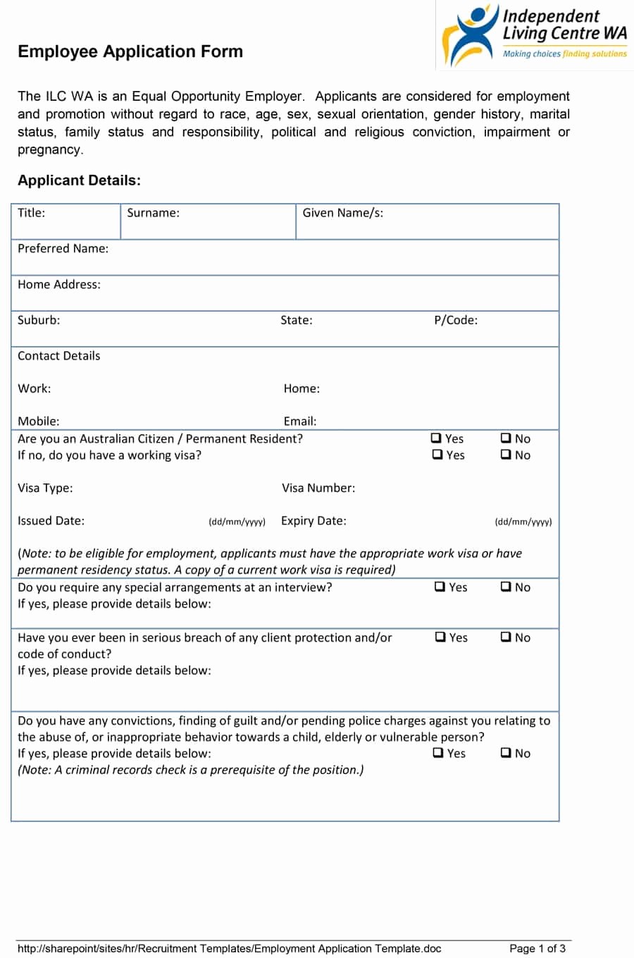 Free Employment Application form Template Beautiful 50 Free Employment Job Application form Templates