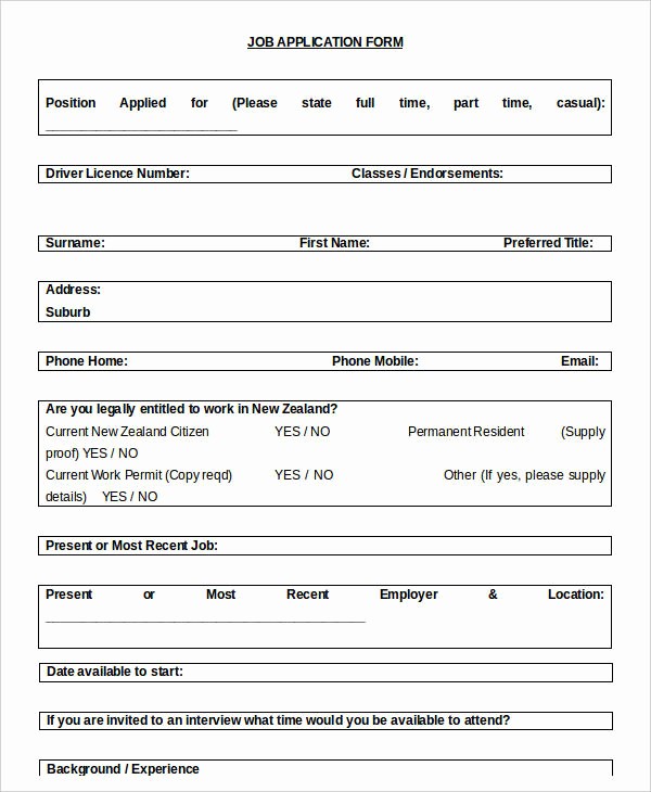 Free Employment Application form Template Best Of Blank Job Application 8 Free Word Pdf Documents