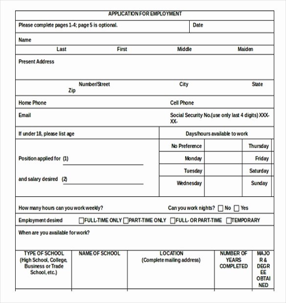 Free Employment Application form Template Elegant 15 Employment Application Templates – Free Sample