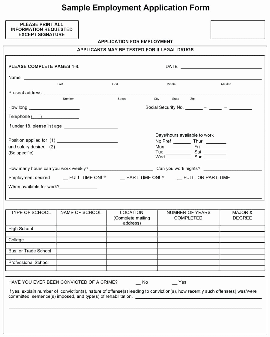 Free Employment Application form Template Fresh Template School Application form Template Word