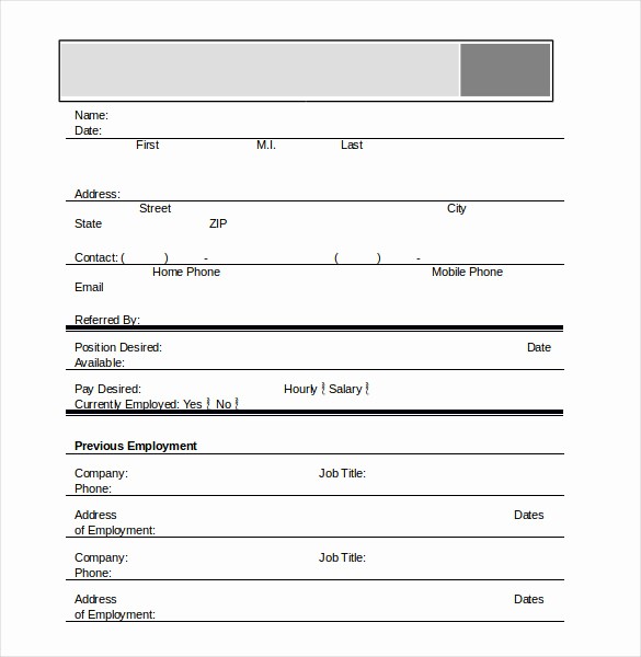 Free Employment Application form Template Lovely Application Template – 18 Free Word Excel Pdf Documents