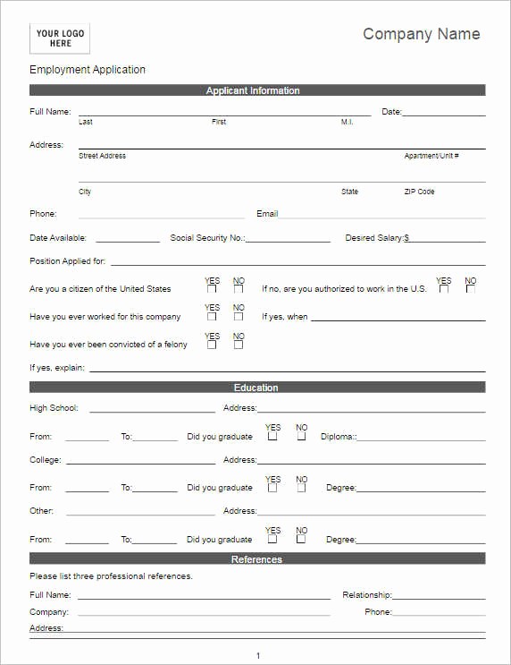 Free Employment Application form Template Luxury 22 Employment Application form Template Free Word Pdf