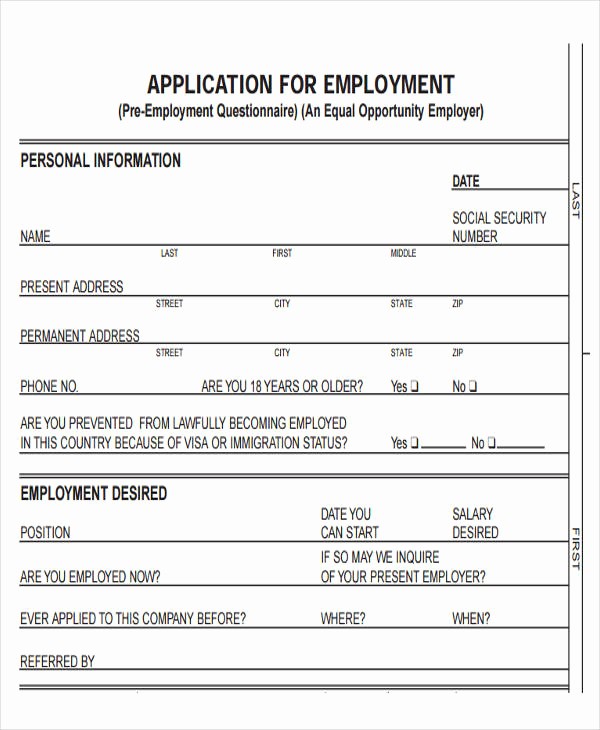 Free Employment Application form Template Luxury 49 Job Application form Templates