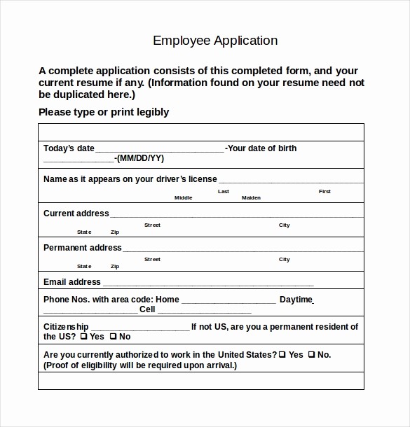 Free Employment Application form Template New 10 Restaurant Application Templates – Free Sample