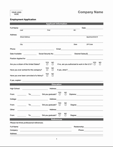 Free Employment Application form Template Unique Employment Application Online