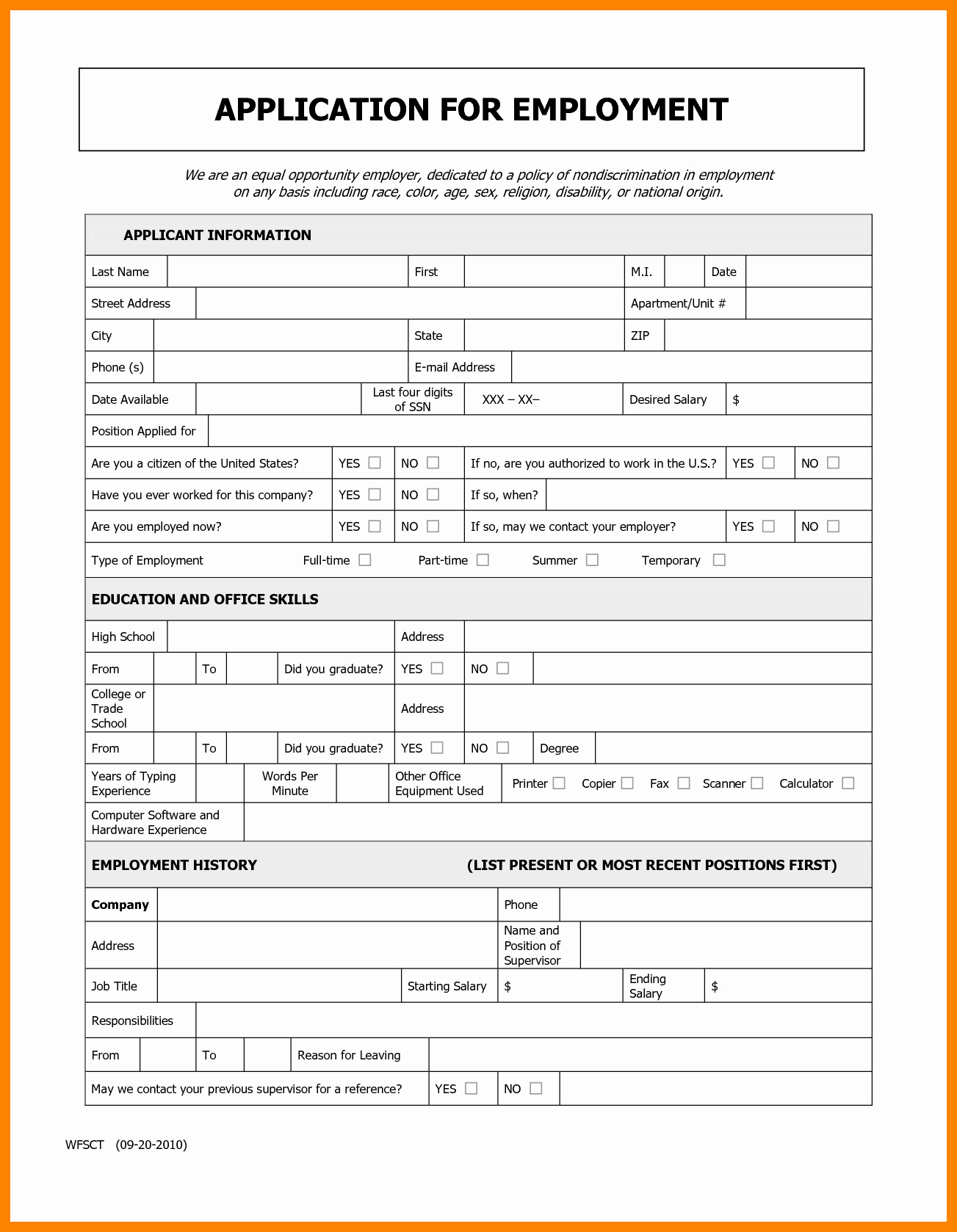 Free Employment Application to Print Elegant 7 Free Printable Generic Job Application form