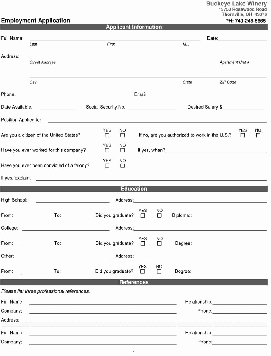 Free Employment Application to Print Fresh 50 Free Employment Job Application form Templates