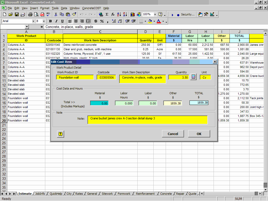 Free Excel Cost Estimate Template Luxury Concretecost Estimator for Excelconstruction Fice Line