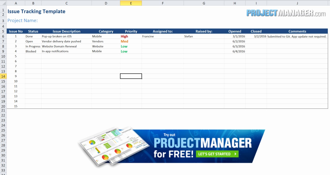 Free Excel Project Tracking Templates New Guide to Excel Project Management Projectmanager