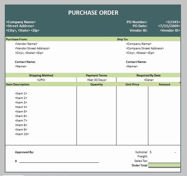 Free Excel Purchase order Template Fresh 39 Free Purchase order Templates In Word &amp; Excel Free