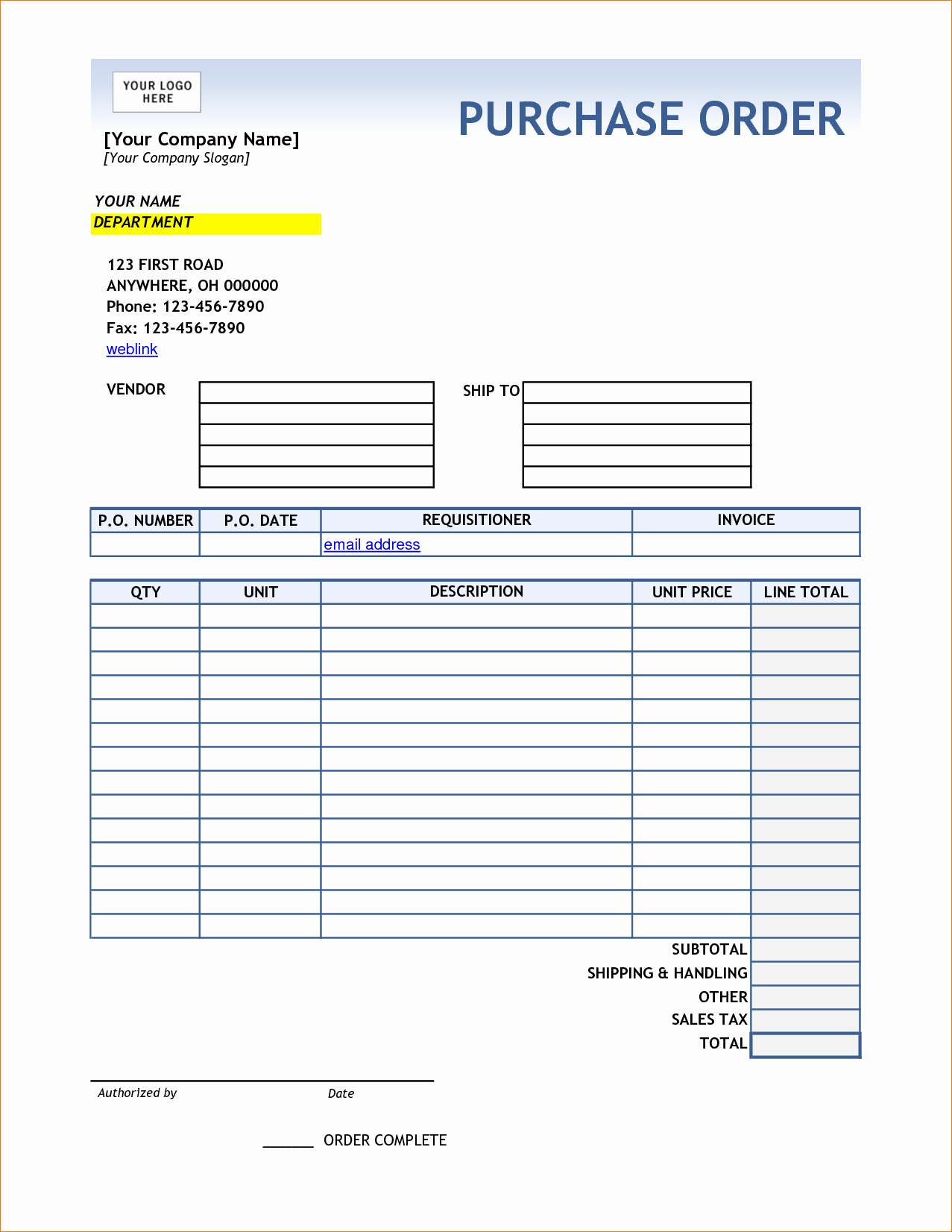 Free Excel Purchase order Template Luxury 7 Po Template