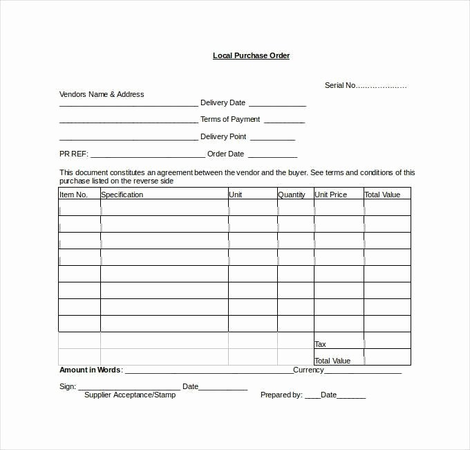 Free Excel Purchase order Template Luxury Purchase order Template Word