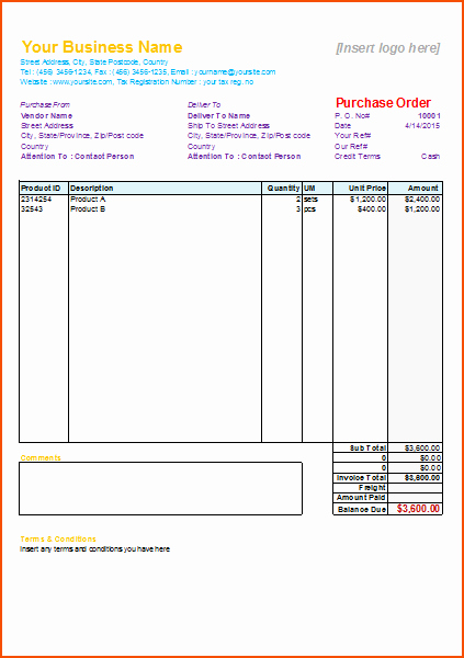 4 free purchase order template