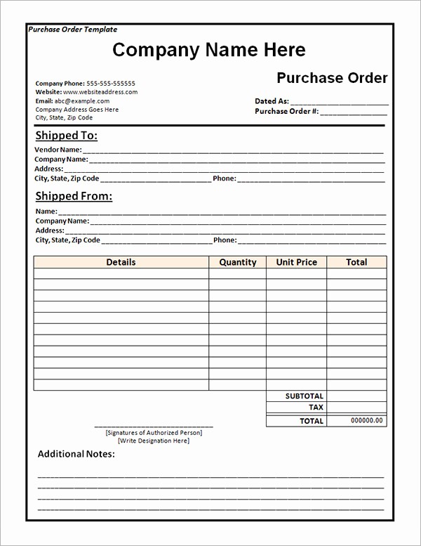 Free Excel Purchase order Templates Inspirational Purchase order Template 10 Download Free Documents In