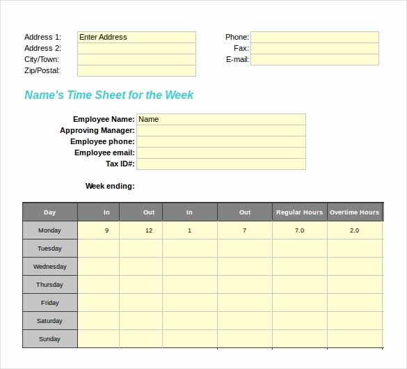 Free Excel Time Sheet Template Inspirational 25 Excel Timesheet Templates – Free Sample Example