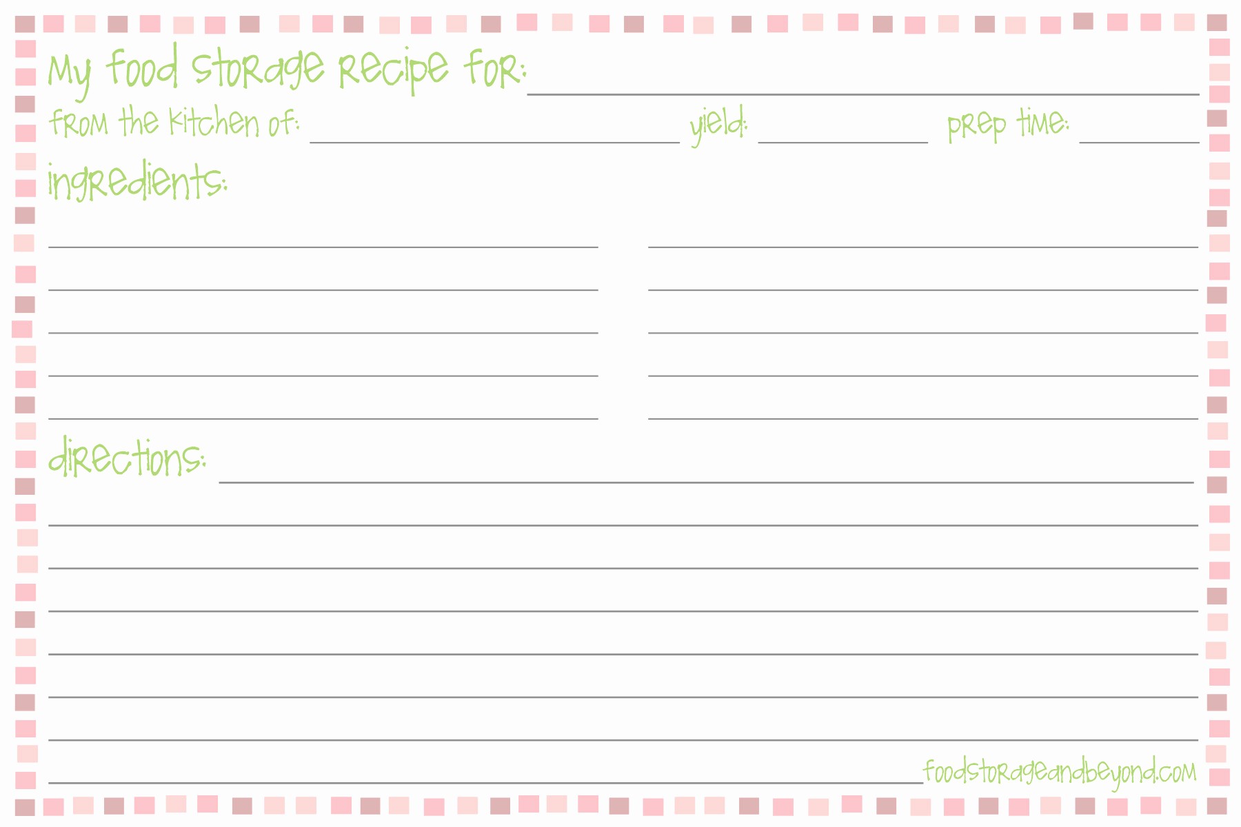 Free Fillable Recipe Card Template Awesome 8 Best Of 4 X 6 Printable Recipe Cards Free