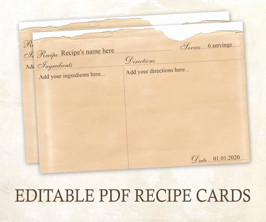 Free Fillable Recipe Card Template Inspirational Editable Recipe Cards 4x6 Rustic Recipe Cards Editable Pdf