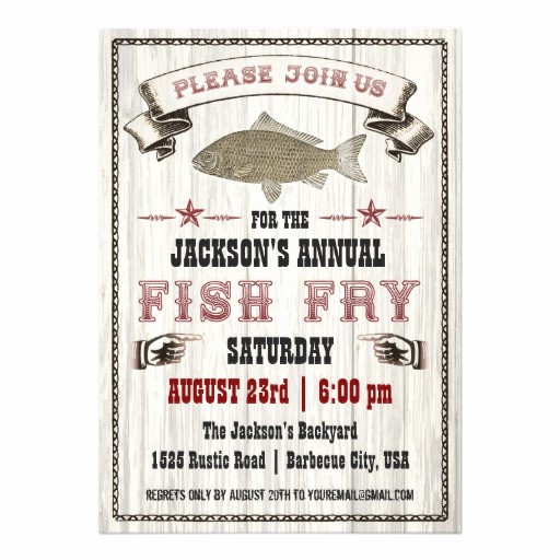 Free Fish Fry Flyer Template New Vintage Fish Fry On Wood Invitation 5&quot; X 7&quot; Invitation